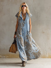 Commerce Boutique Blue Leopard Print Hooded Maxi Dress