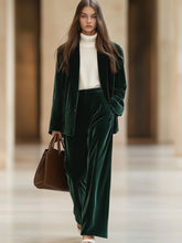 Commerce Boutique Green Velvet High Waist Suit Pants
