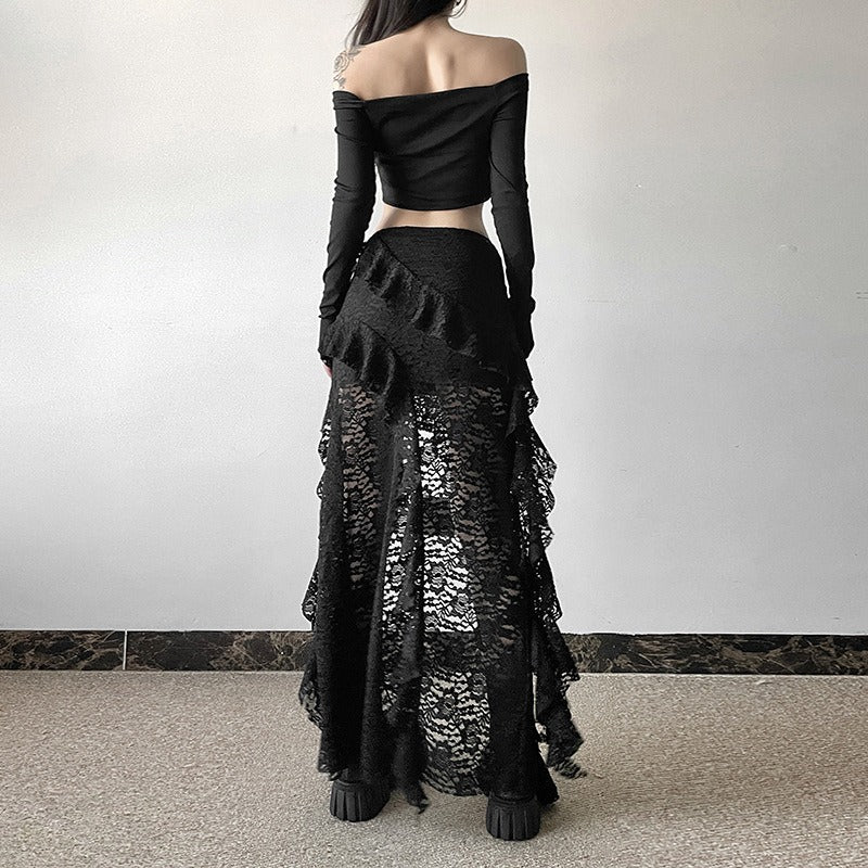 Gothic Style Skirt with Lace
