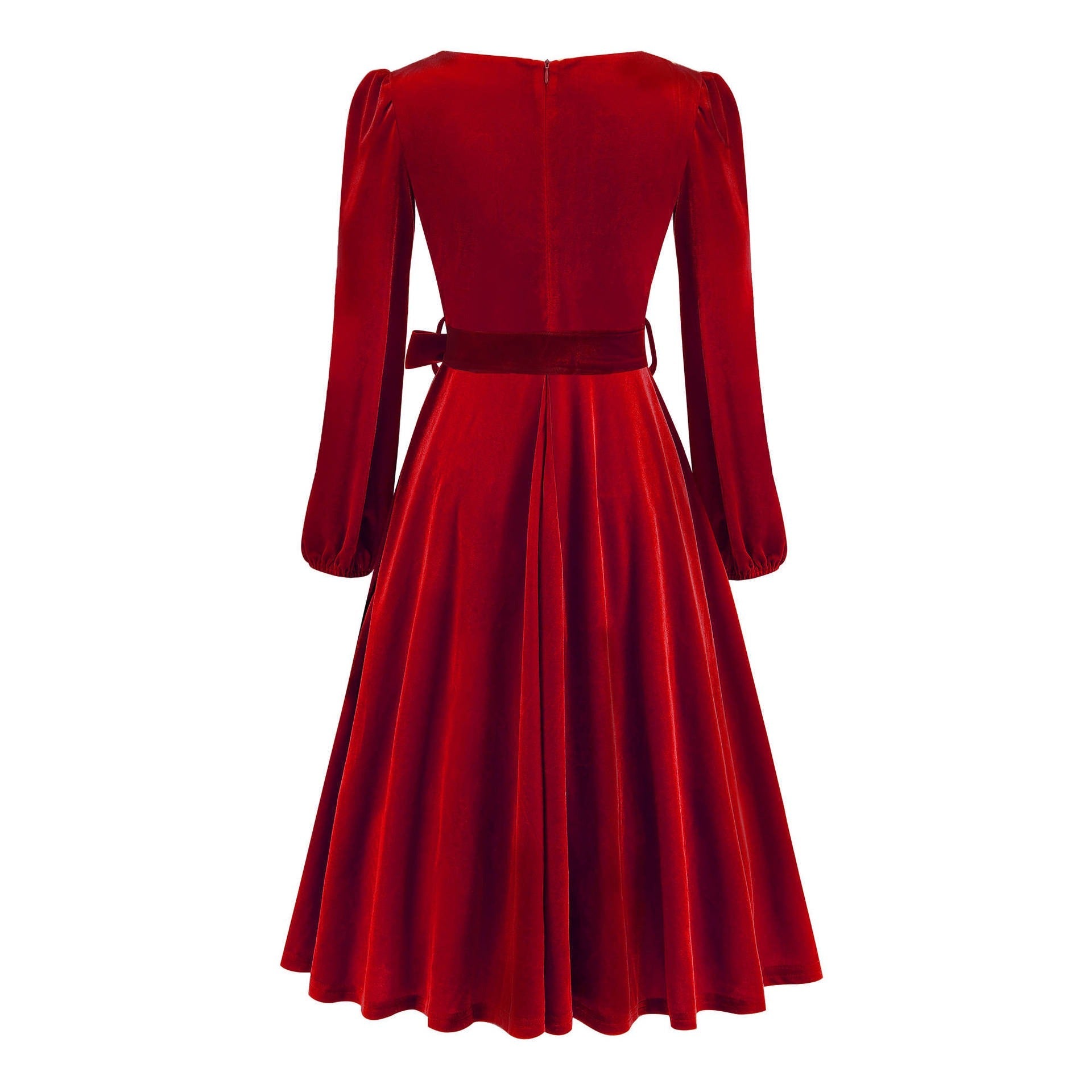 Vintage Xmas Belted A-Line Velvet Dress