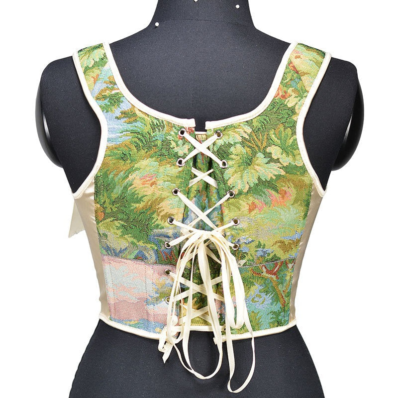 Victorian Painting Corset Lace-up Irregular Hem Vest