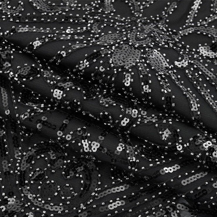 Art Deco Tassel Hem Cocktail Dress with Cap Sleeve