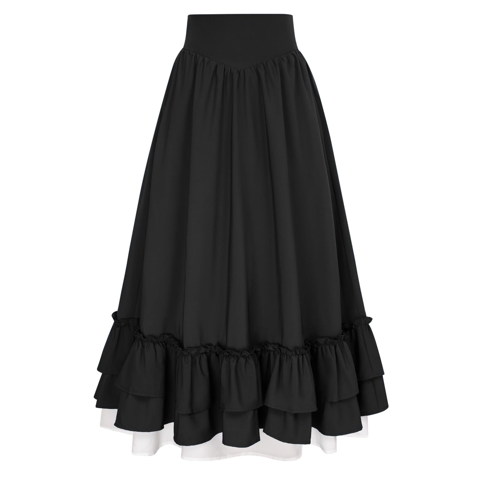 Renaissance Elastic Waist Double-Layer Maxi Skirt