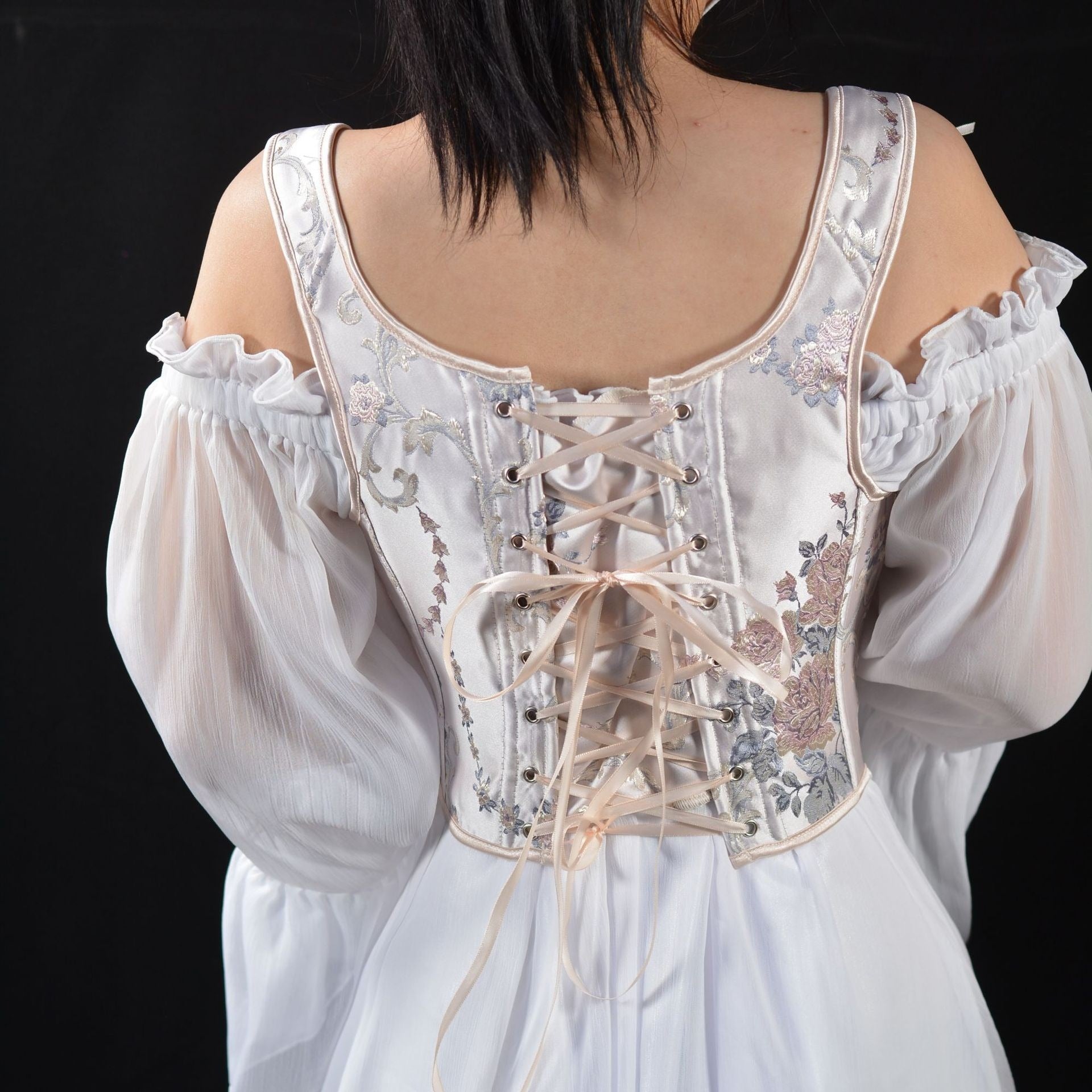 Fairycore Style Embroidered Floral Corset