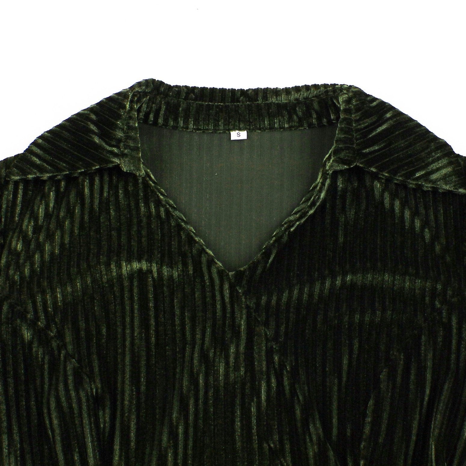 V-Neck Ribbed Velvet A-Line Dress