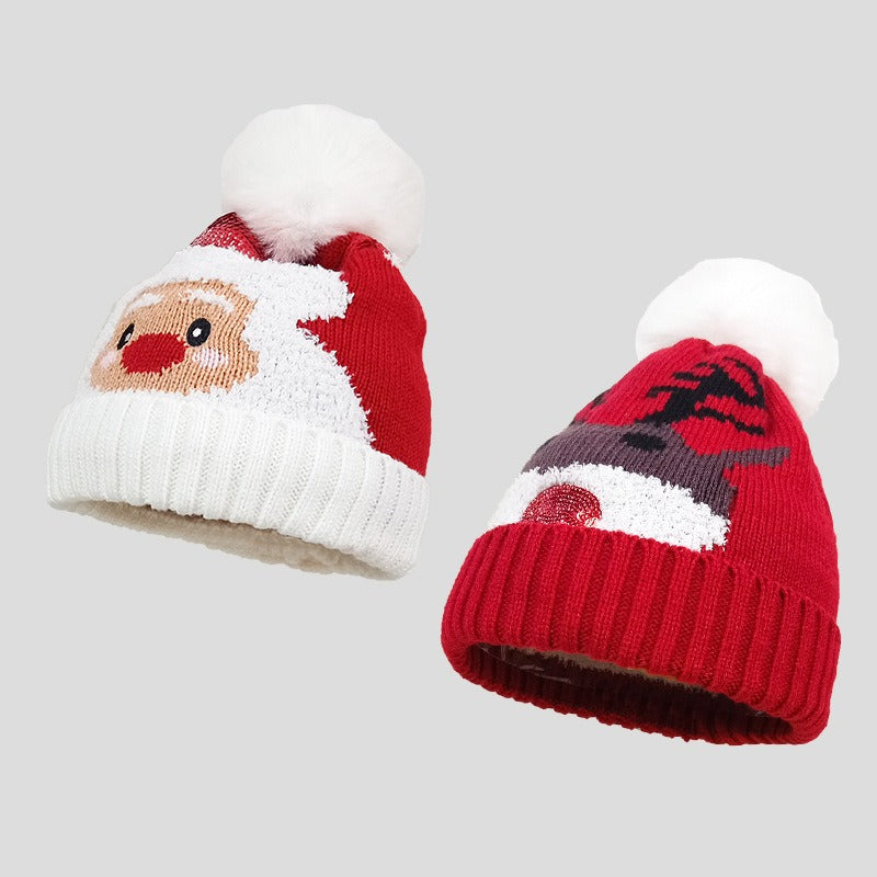 2PCS Christmas Pom Pom Knit Beanie