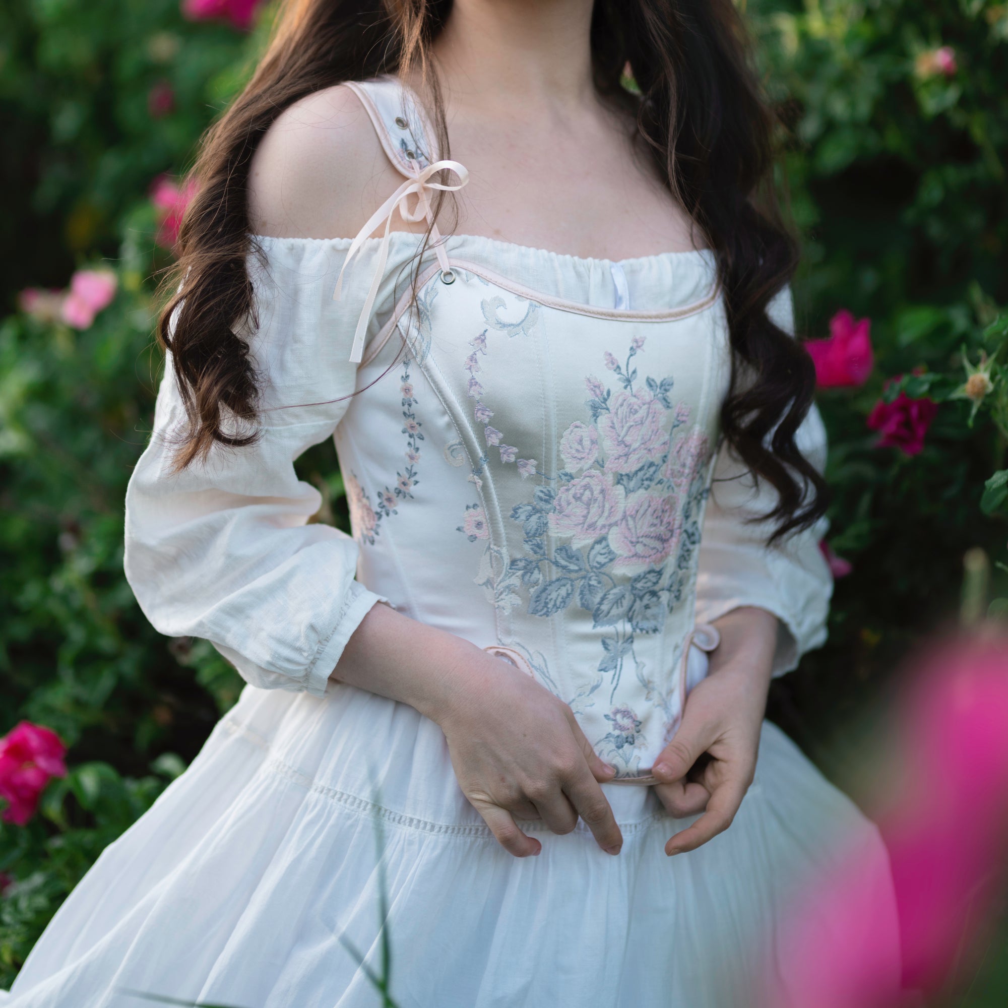 Fairycore Style Embroidered Floral Corset