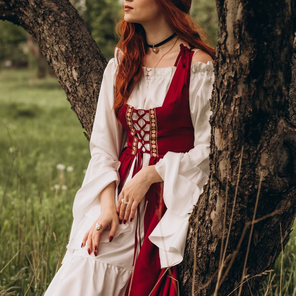 Irish Medieval Retro Royal Court Princess Style Long Sleeve Dress