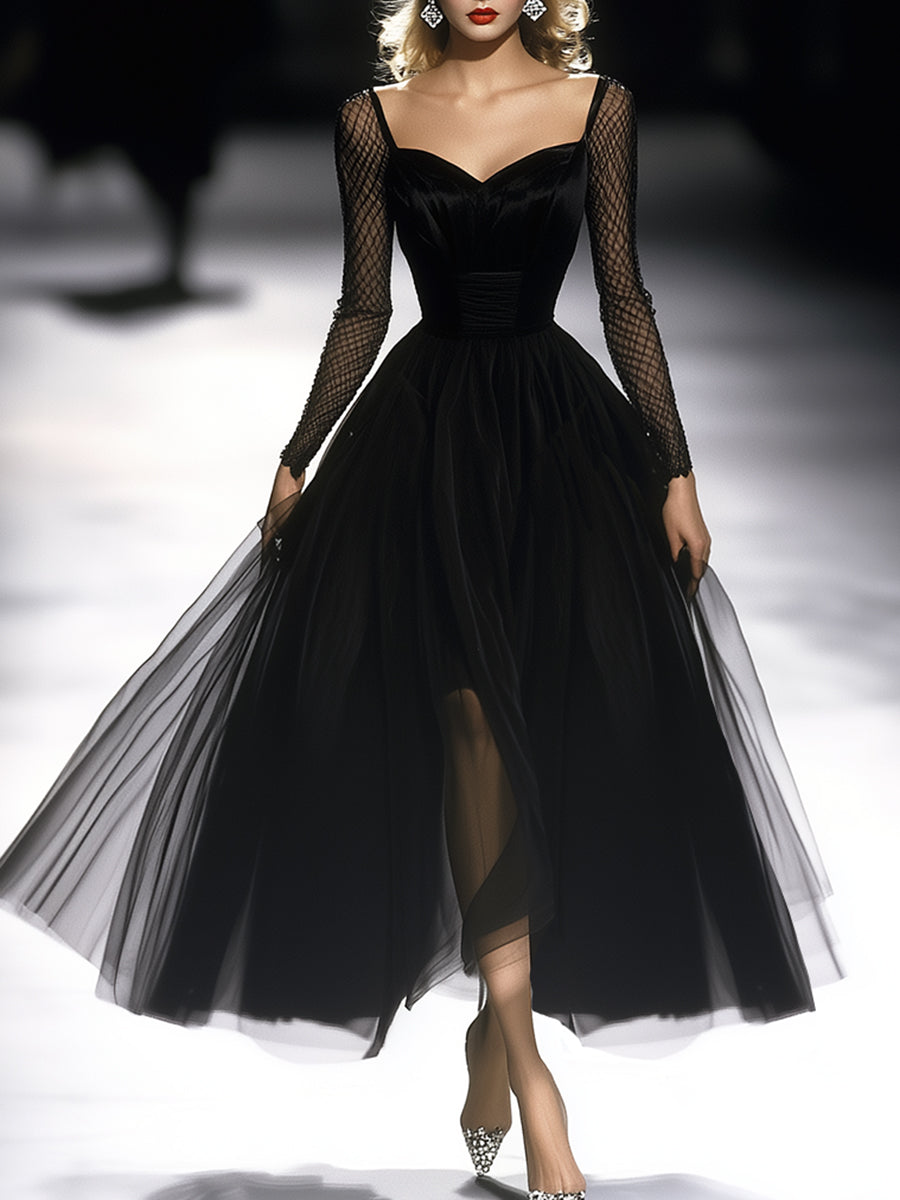 Commerce Boutique Elegant Black Gauze Maxi Dress 