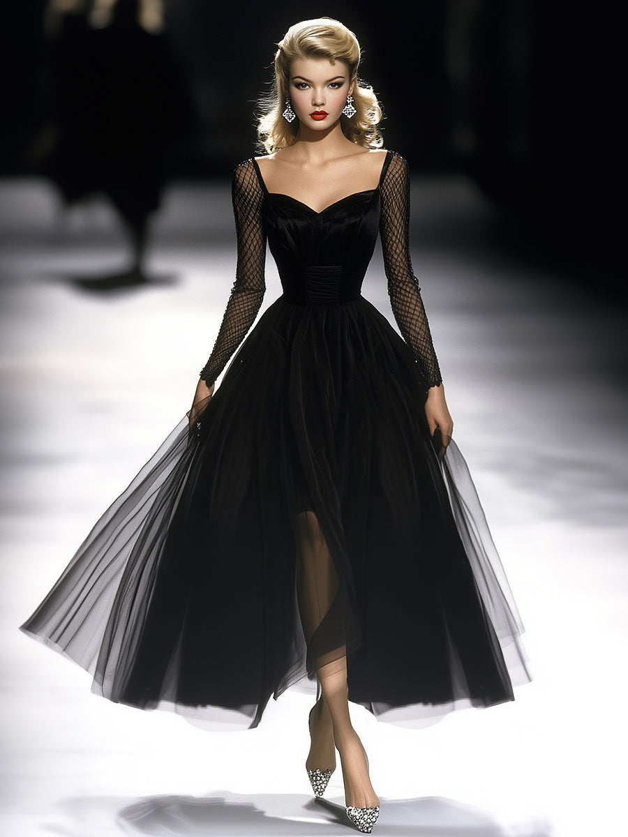 Commerce Boutique Elegant Black Gauze Maxi Dress 