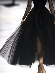 Commerce Boutique Elegant Black Gauze Maxi Dress 