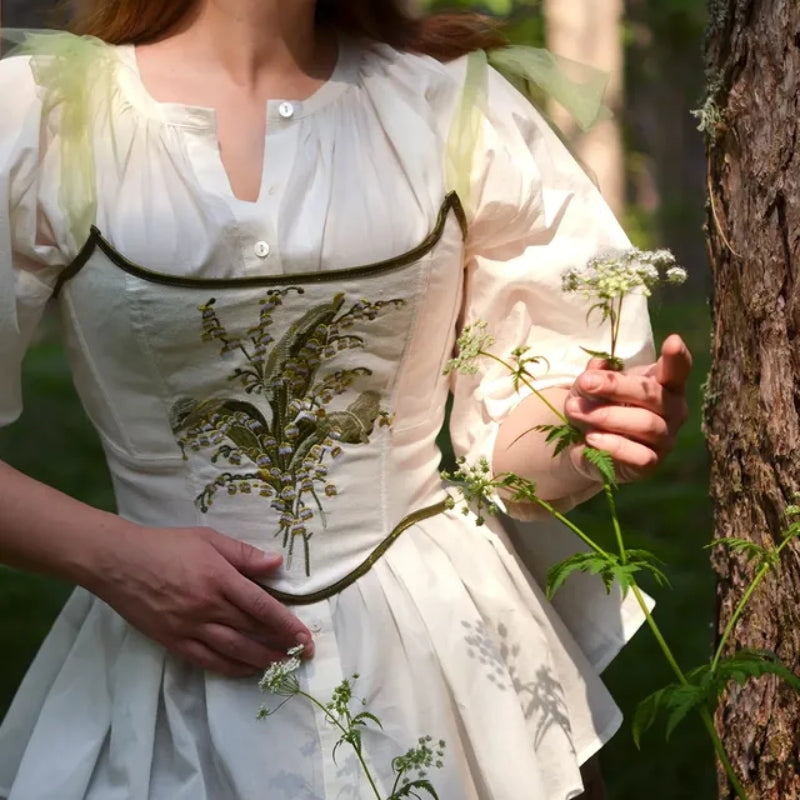 Rococo Style Corset Vest Bustie with Tulle Straps