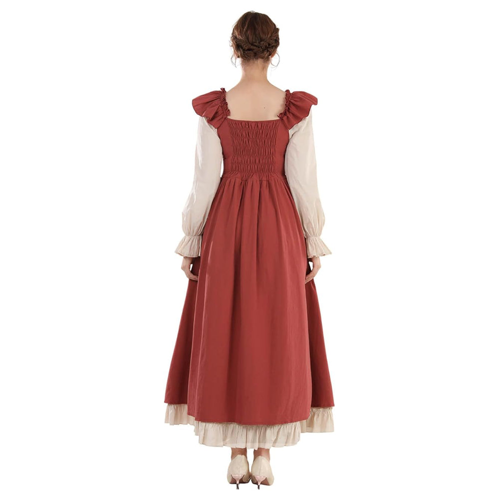 Renaissance Cottagecore Dress with Ruffle Trim