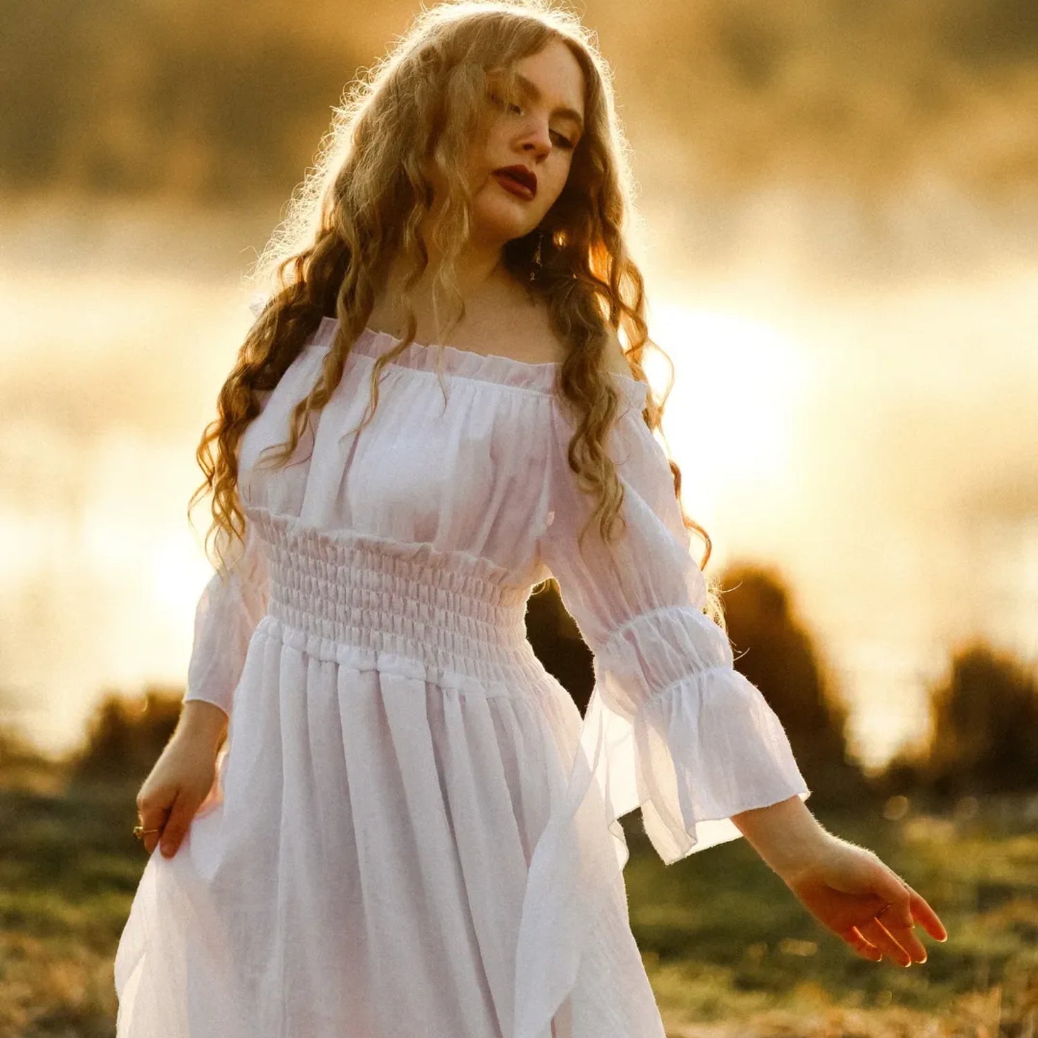 Renaissance Style Off Shoulder Long Dress