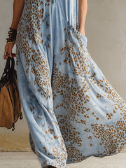Commerce Boutique Blue Leopard Print Hooded Maxi Dress 