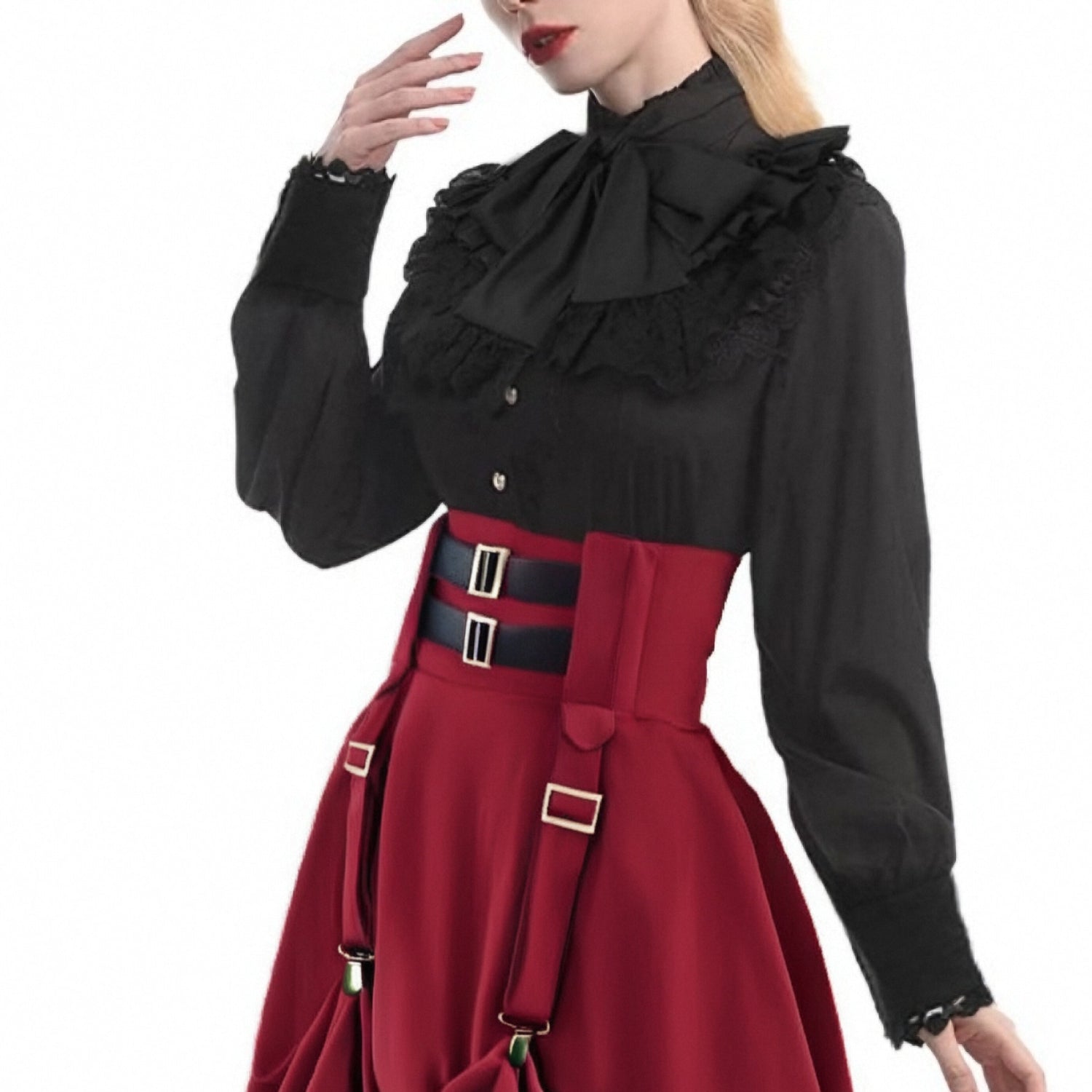 Renaissance Gothic Style Ruffle Sleeve Blouse