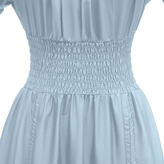 Renaissance Square Neck Wrinkles Puff Sleeves Dress