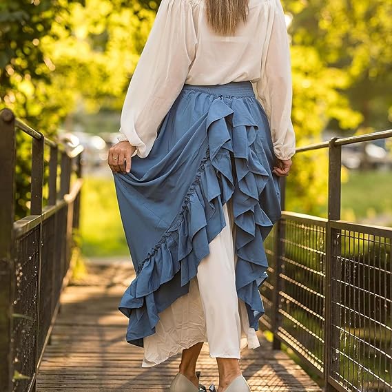 Renaissance Elastic Waist Double-Layer Maxi Skirt