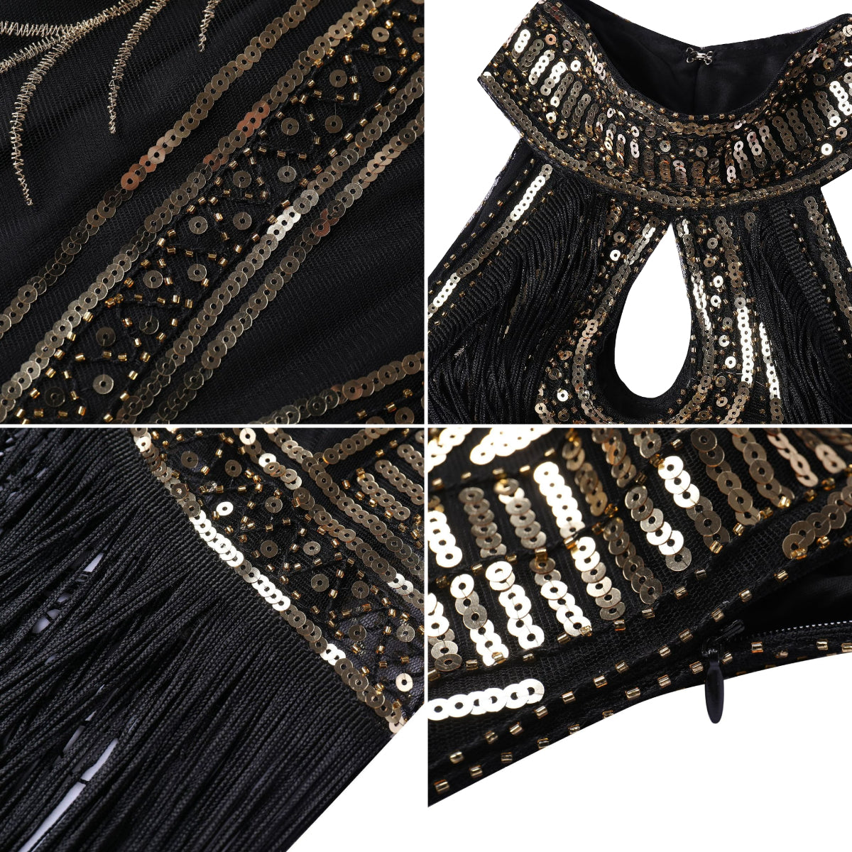 Art Deco Fringe Trim Flapper Dress