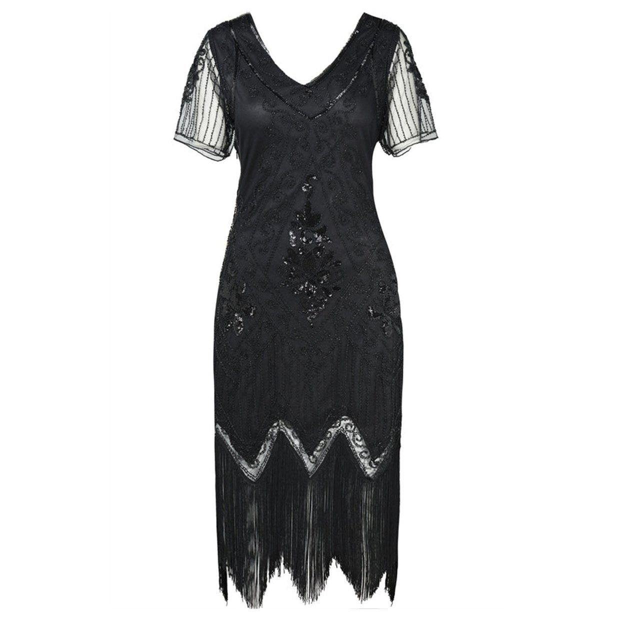 Art Deco Floral Sequin Flapper Dress
