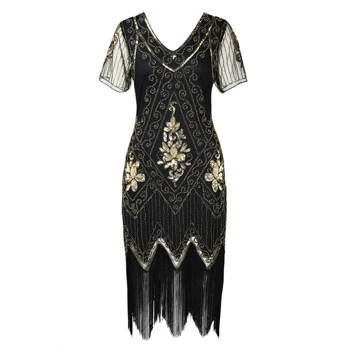 Art Deco Floral Sequin Flapper Dress