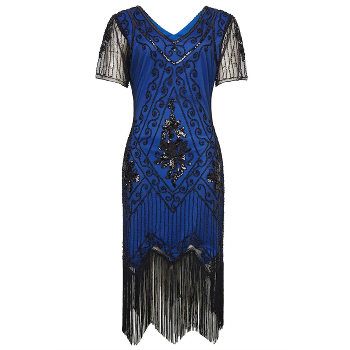 Art Deco Floral Sequin Flapper Dress