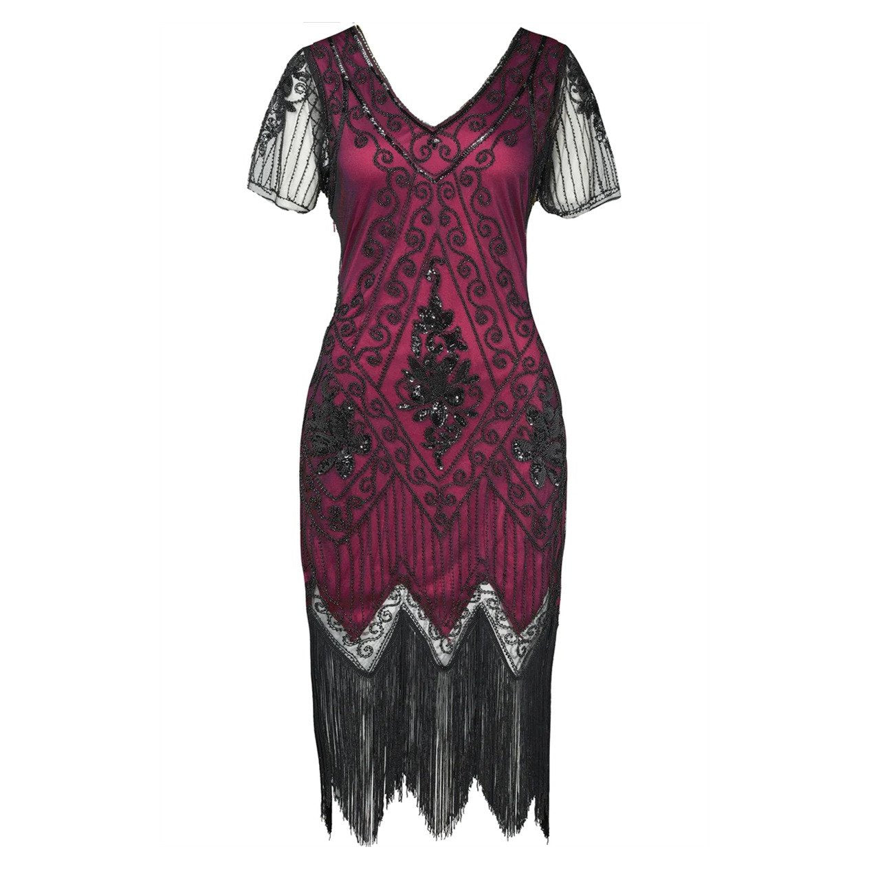 Art Deco Floral Sequin Flapper Dress