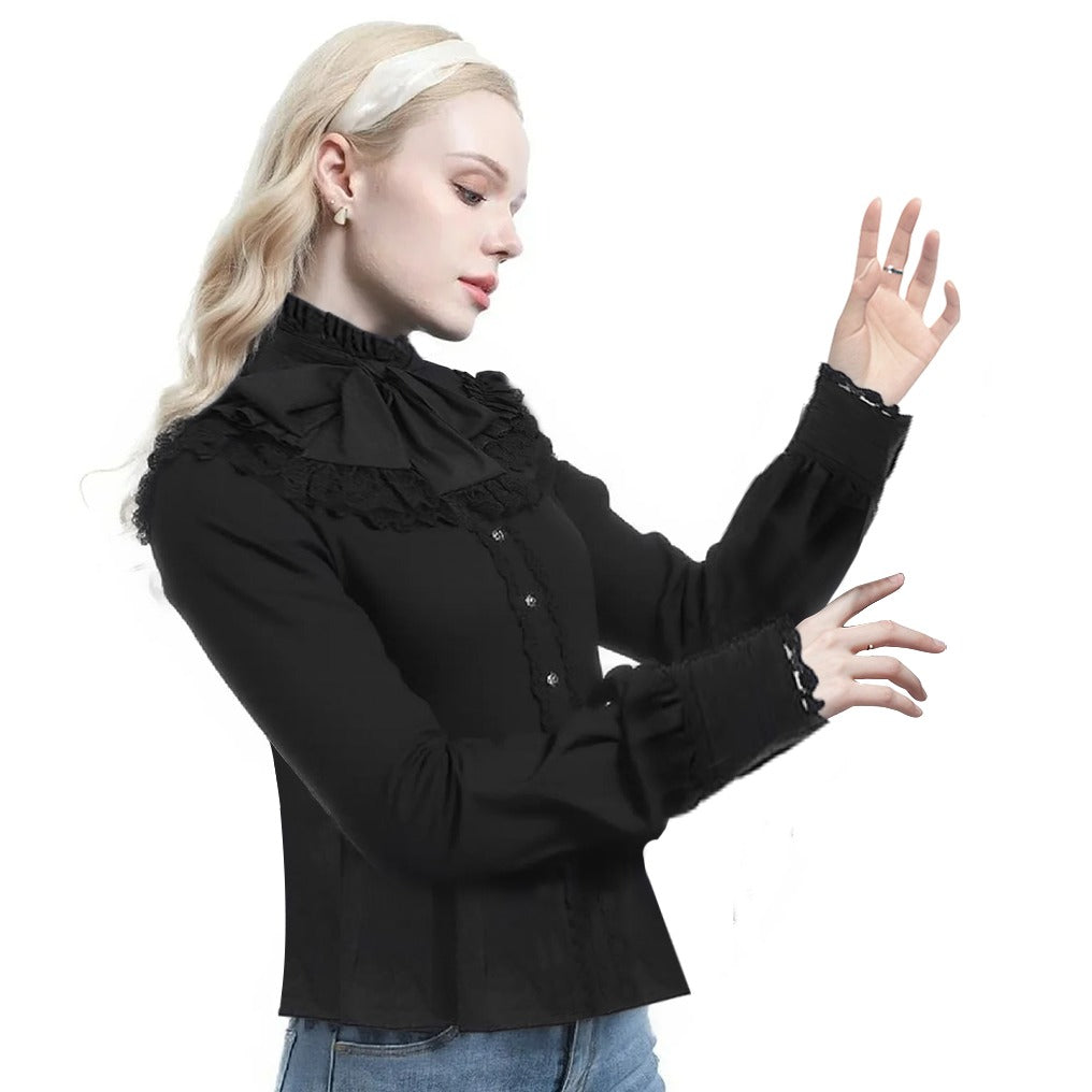 Renaissance Gothic Style Ruffle Sleeve Blouse