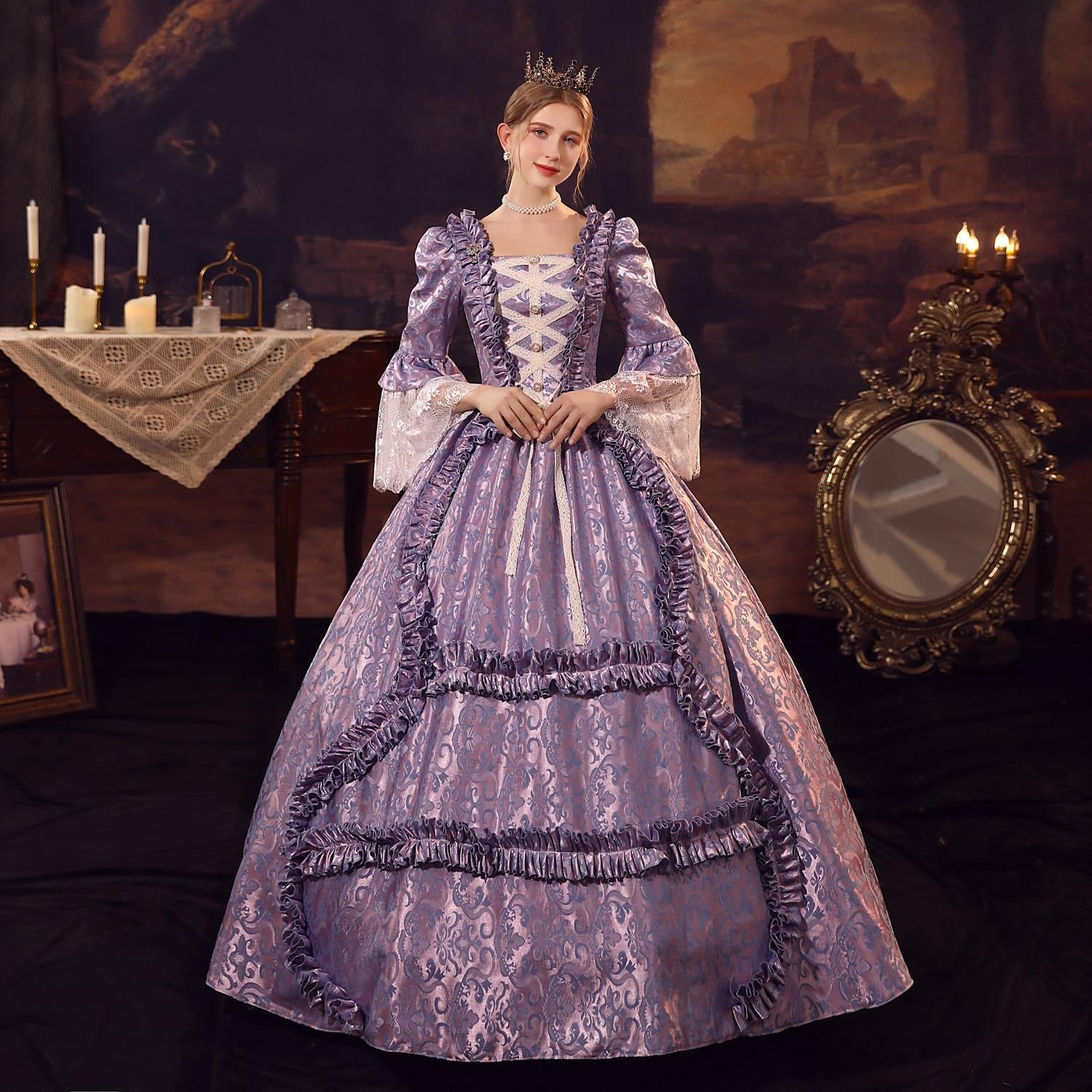 Rococo Brocade Style Ball Dress