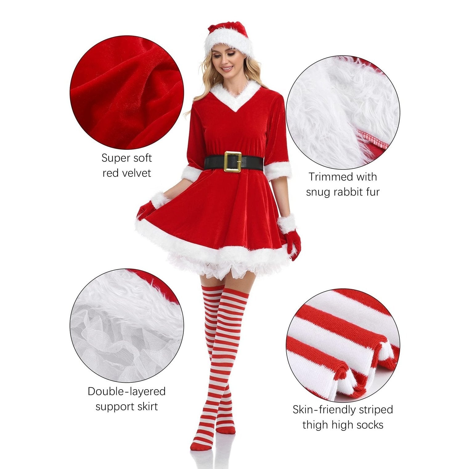 Women's Mrs. Claus Costume with Santa Hat