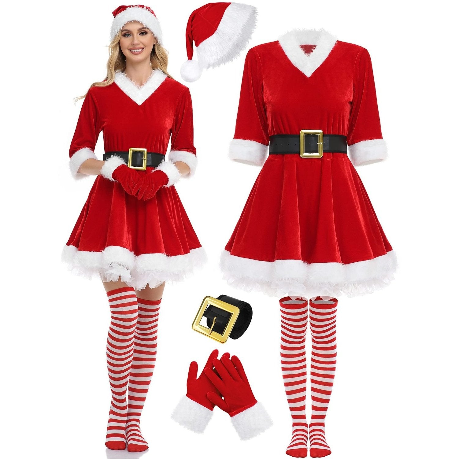 Women's Mrs. Claus Costume with Santa Hat