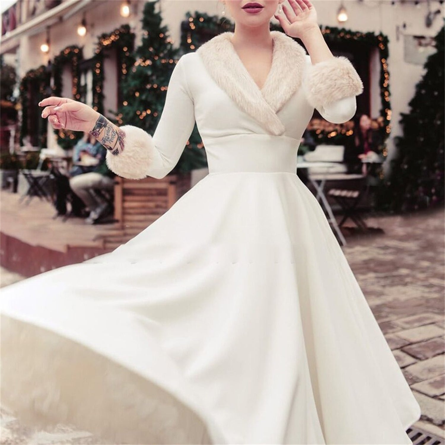 Christmas Retro Mrs. Claus A-Line Dress