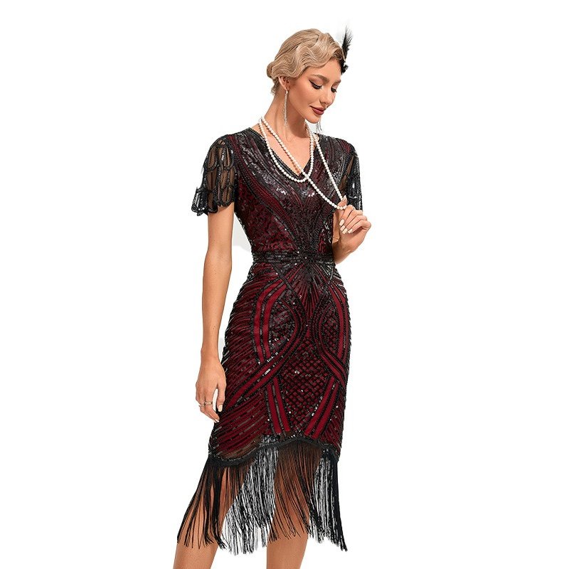 Sequin Fringe Flapper Dress