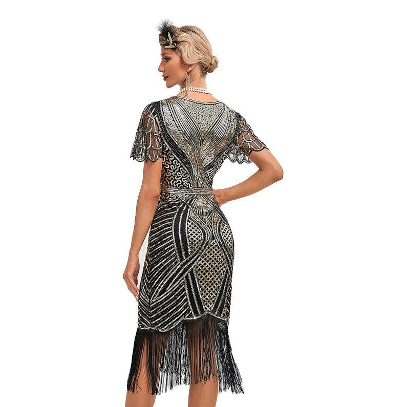 Sequin Fringe Flapper Dress