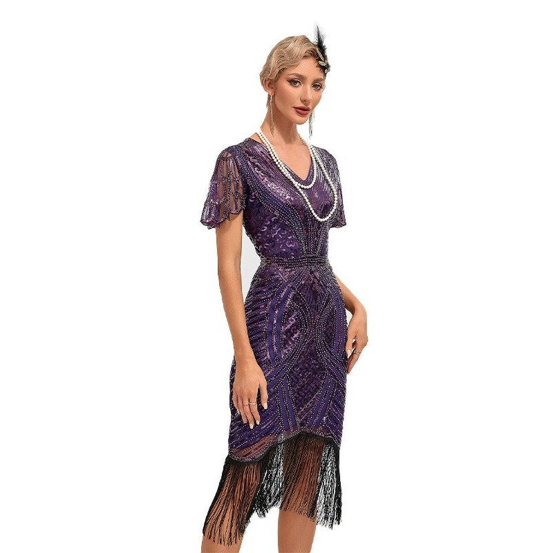 Sequin Fringe Flapper Dress