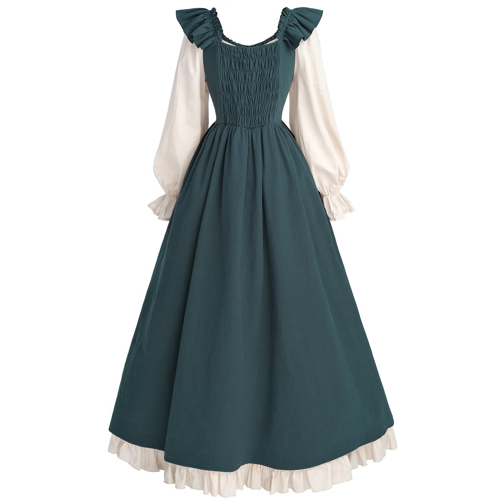Renaissance Cottagecore Dress with Ruffle Trim