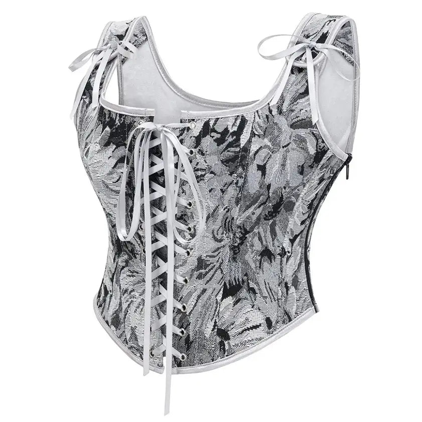 Cottagecore Jacquard Front Strap Herringbone Corset