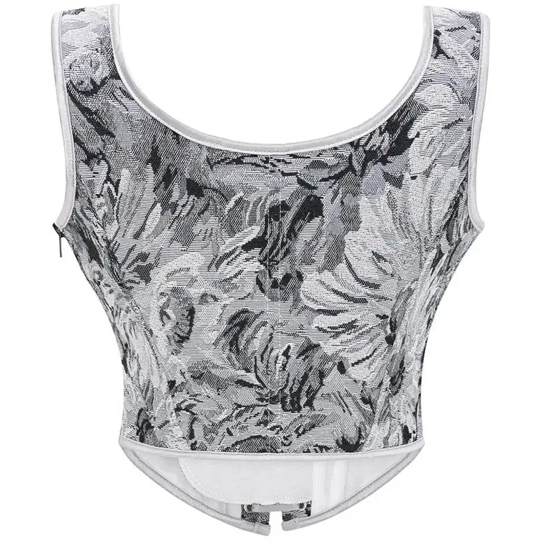 Cottagecore Jacquard Front Strap Herringbone Corset