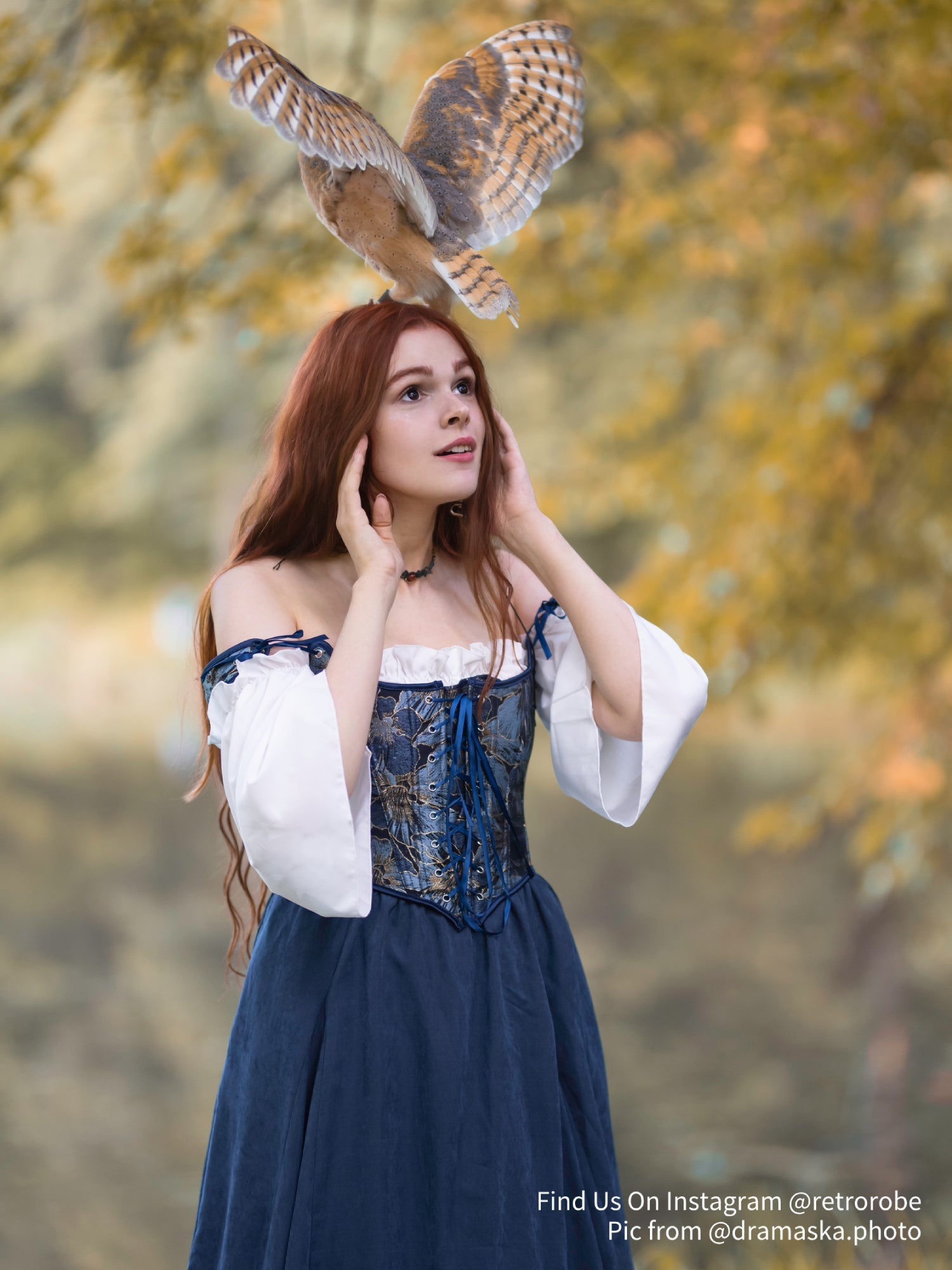 Renaissance Style Blue Pattern U-Back Corset Vest