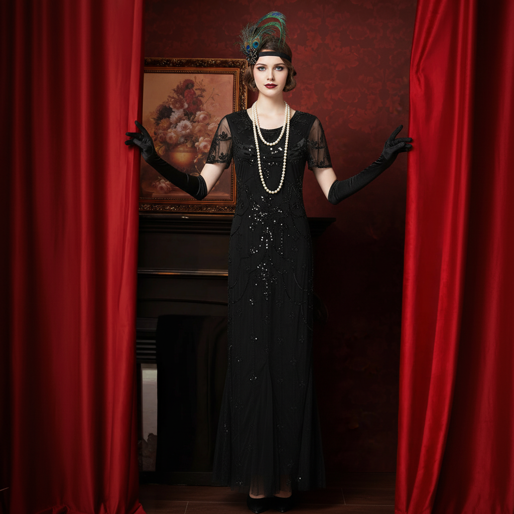 Art Deco Sequin Flapper Costume Set