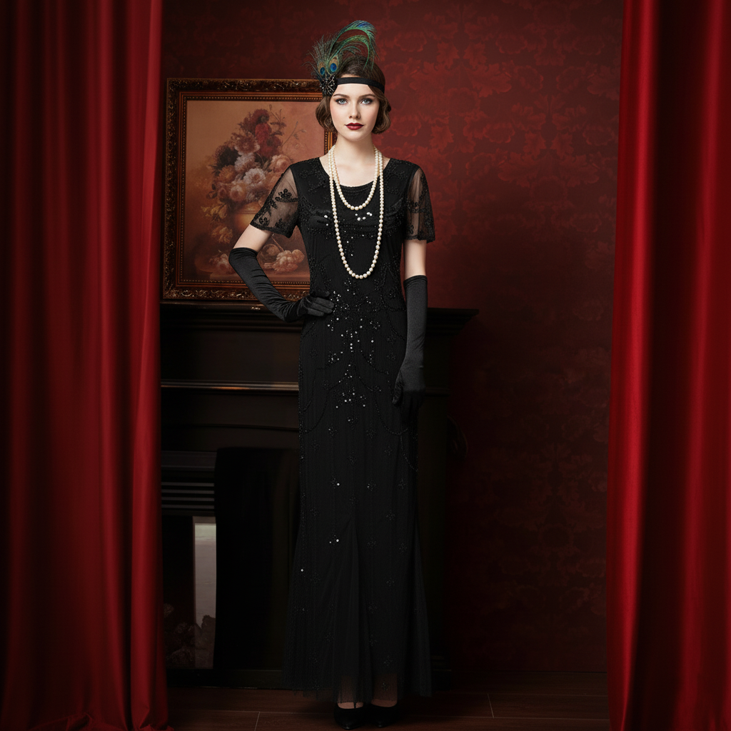 Art Deco Sequin Flapper Costume Set
