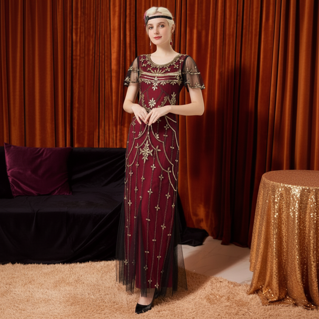Art Deco Sequin Flapper Costume Set