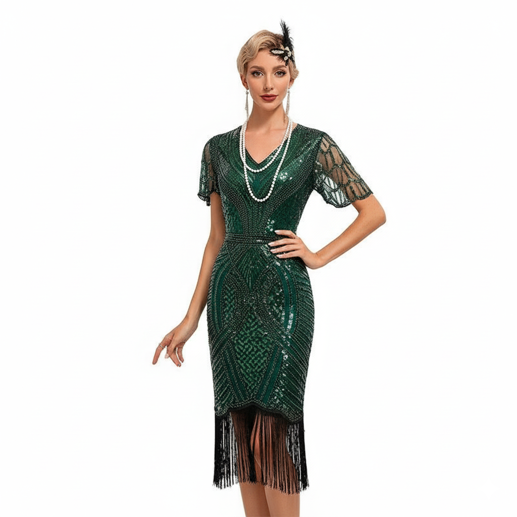 Sequin Fringe Flapper Dress