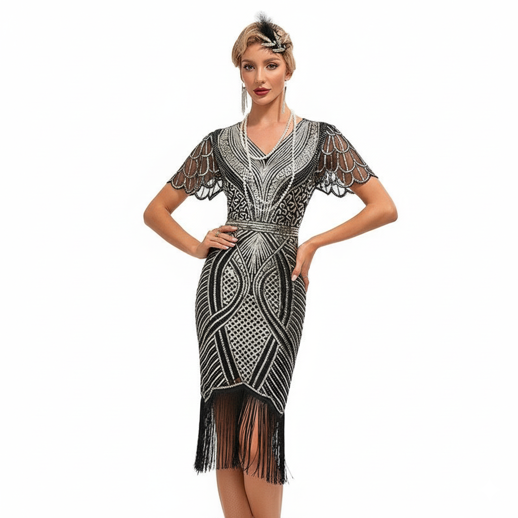 Sequin Fringe Flapper Dress