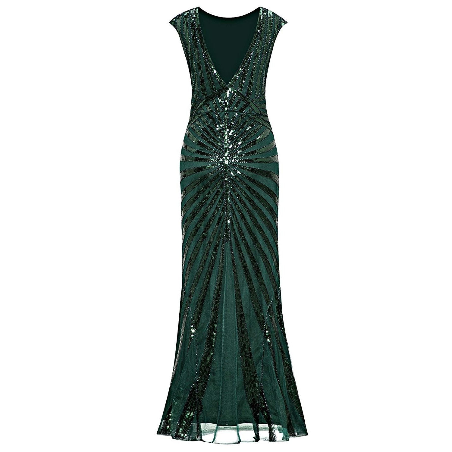 Sequined Green Evening Gown
