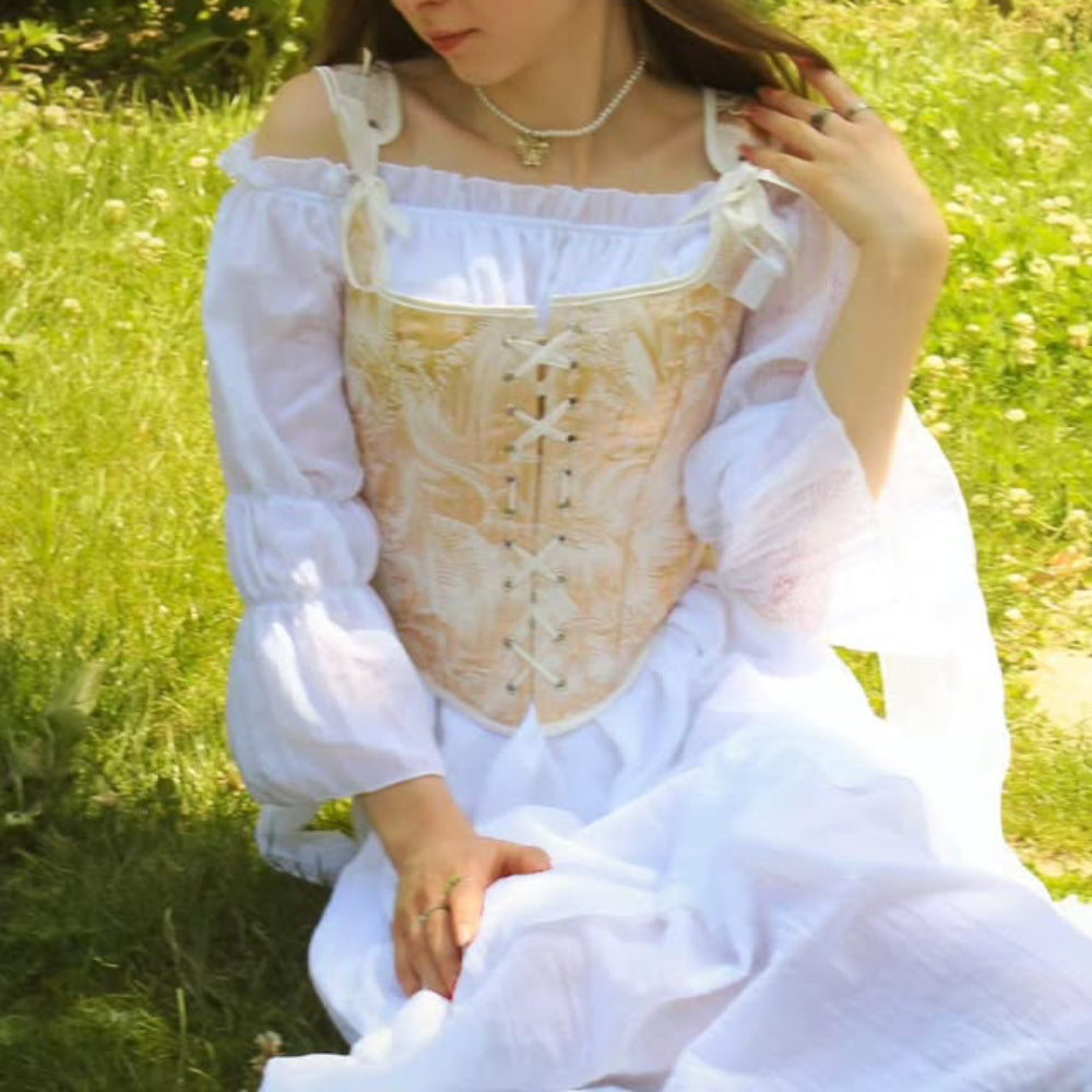 Victorian Style Jacquard Lace-up U-Back Corset