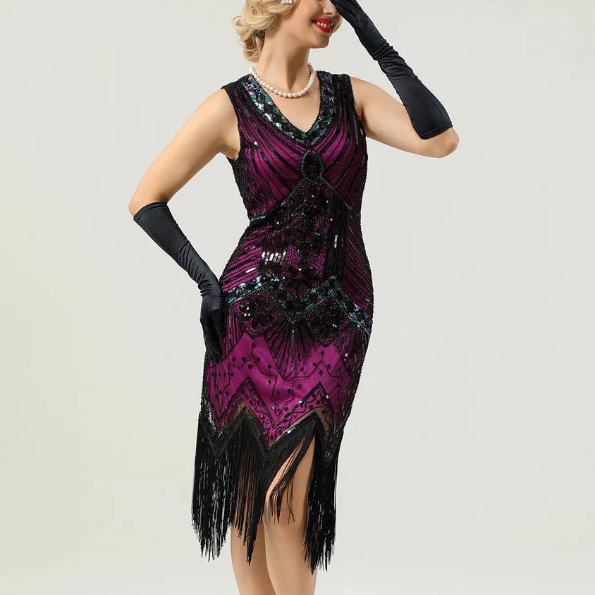Fuschia Flapper Dress with ACCs