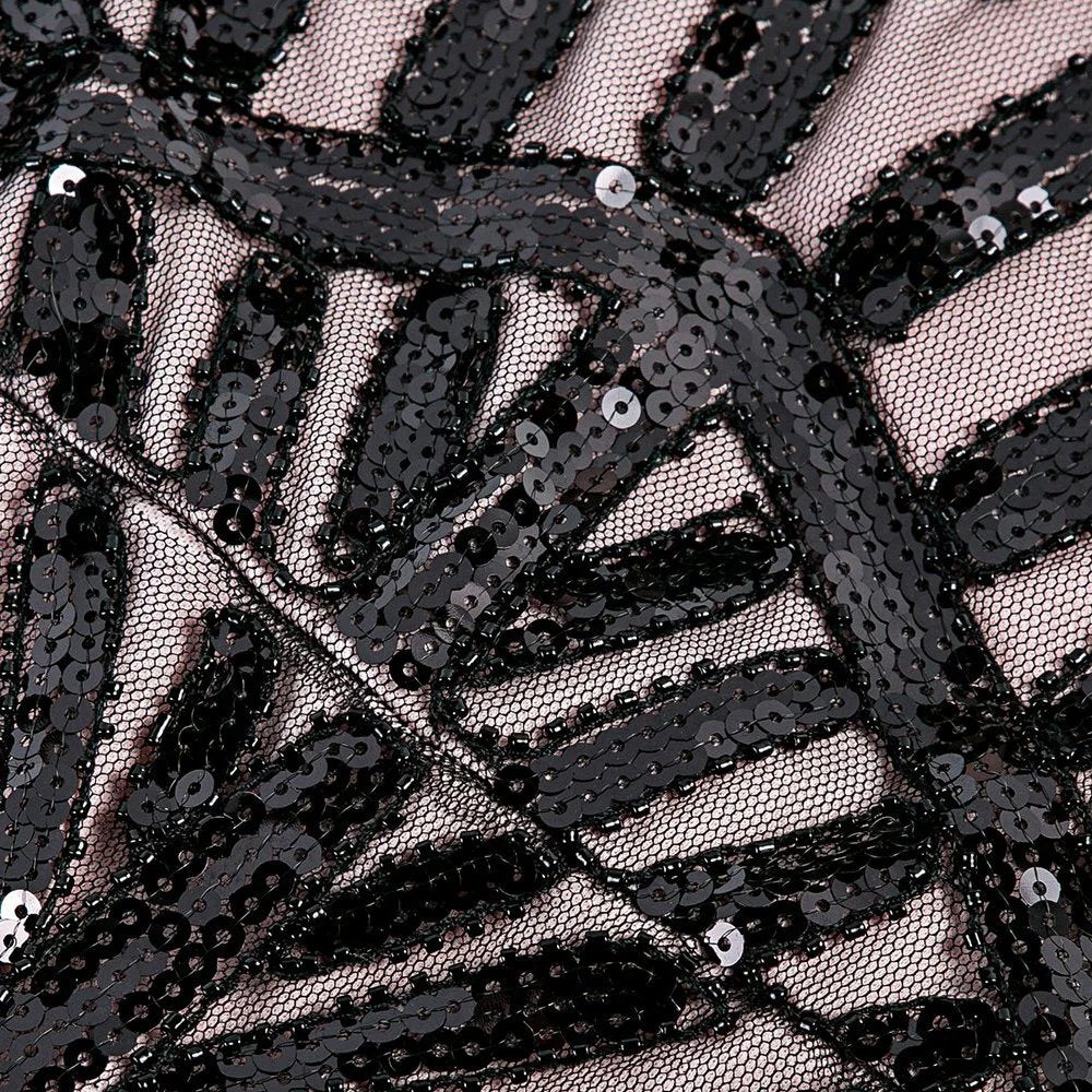 Sequined Silver Evening Gown