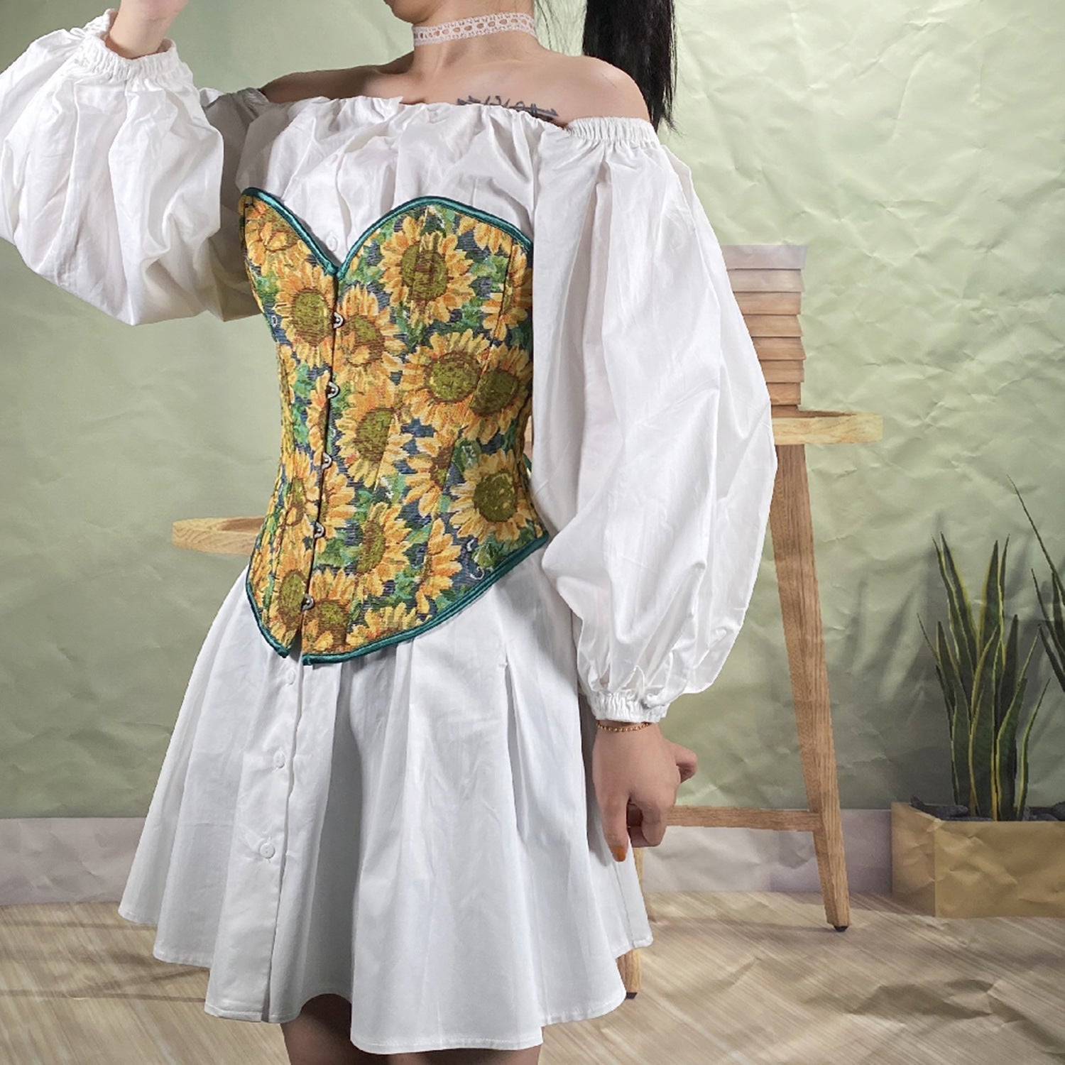 Renaissance Style Vintage Pattern Corset Vest Bustier