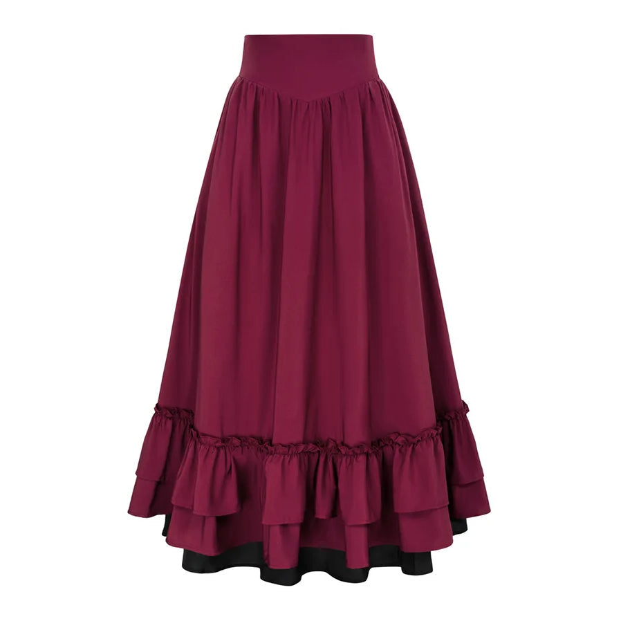 Renaissance Elastic Waist Double-Layer Maxi Skirt